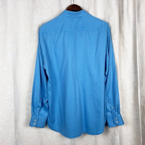 Robert Graham blue jacquard button up shirt paisley contrast print XL cotton - Picture 5 of 11